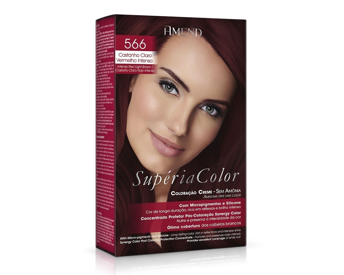 Cream Colour without Ammonia 566  Intense Red Light Brown Amend Superia Color - Kit