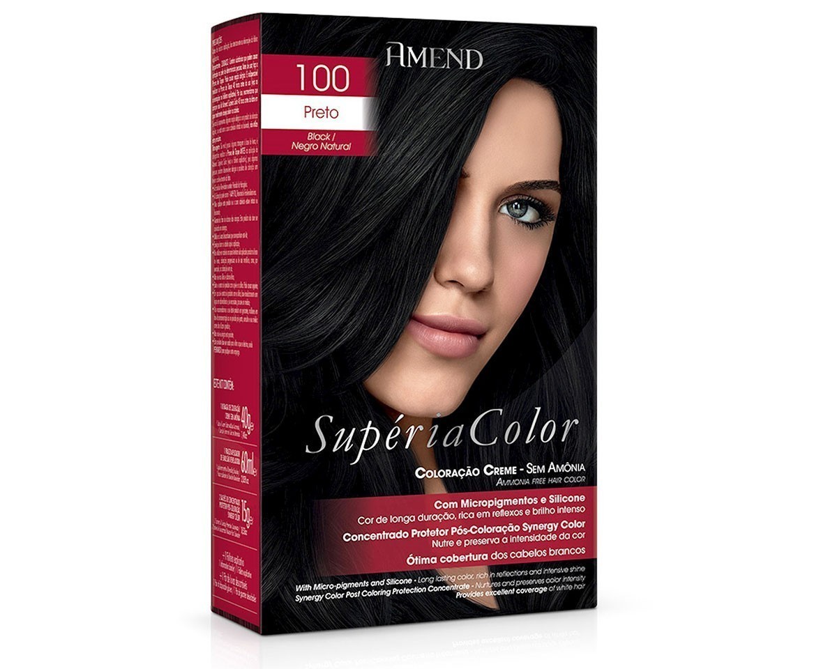 Crema de Color sin Amoniaco  100 Negro Amend Superia Color - Kit