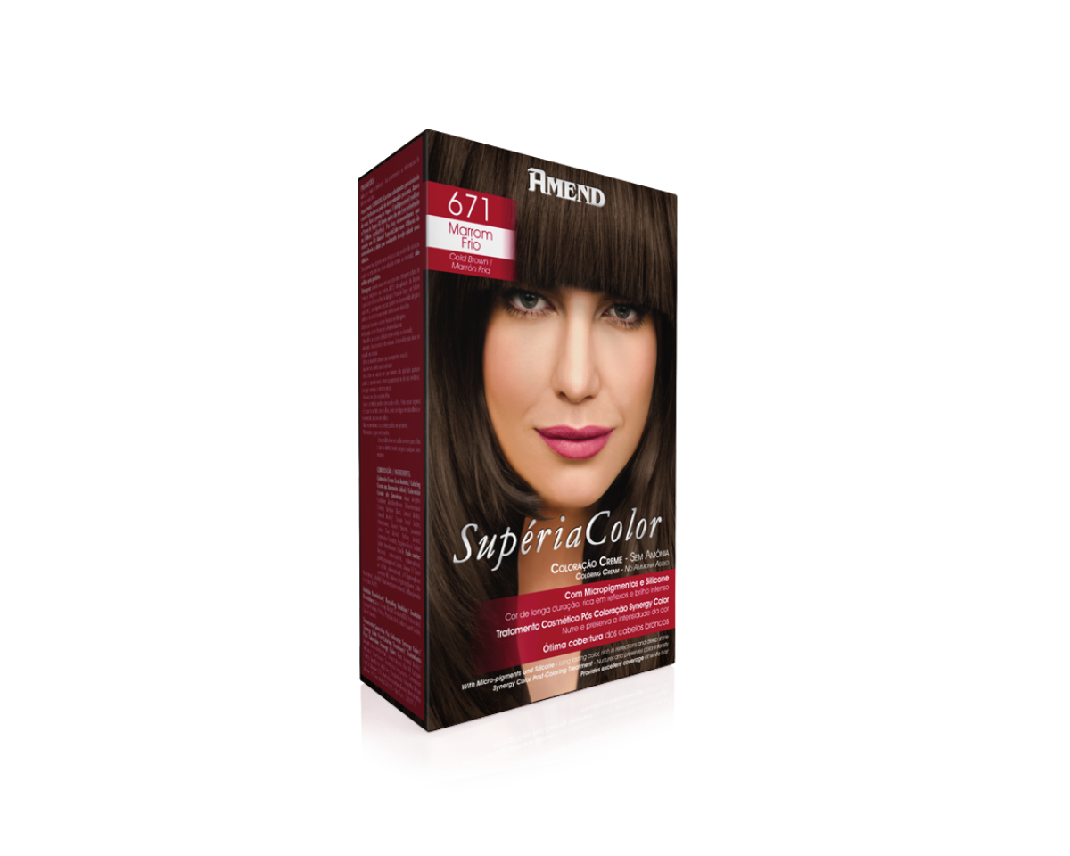 Cream Colour without Ammonia 671 Dark brown Ash Blond Amend Superia Color - Kit