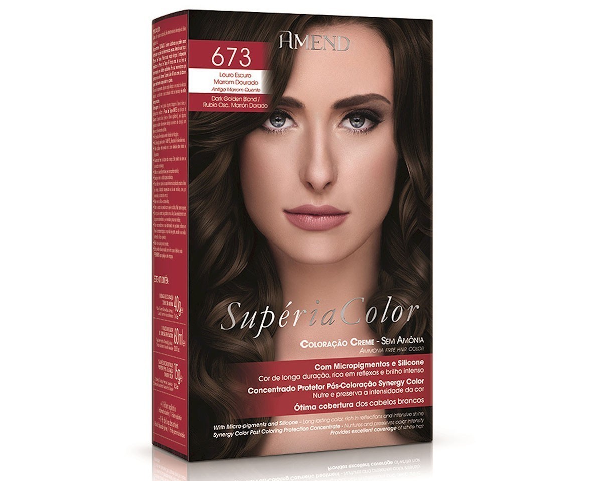 Cream Colour without Ammonia 673 Dark Golden Blond Amend Superia Color - Kit